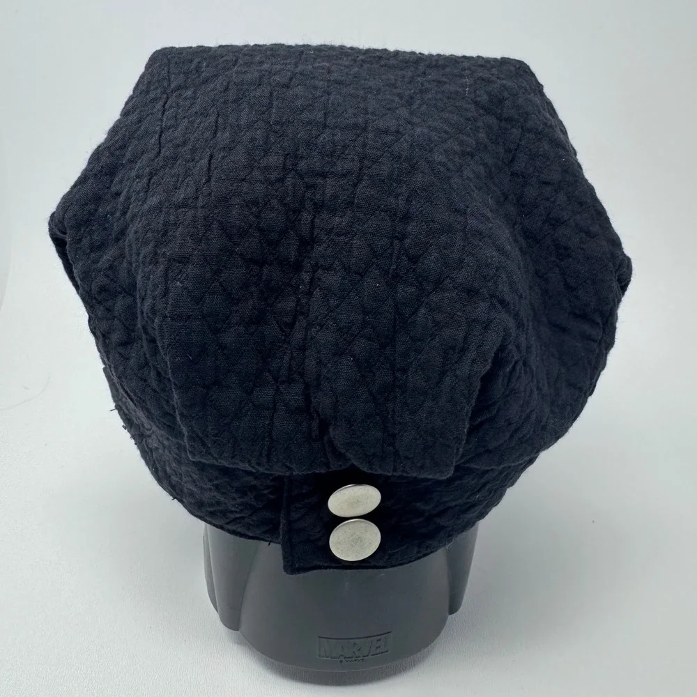 Harley Davidson Black Textured Quilted Newsboy Cap Hat‎ with Blue Embroidery